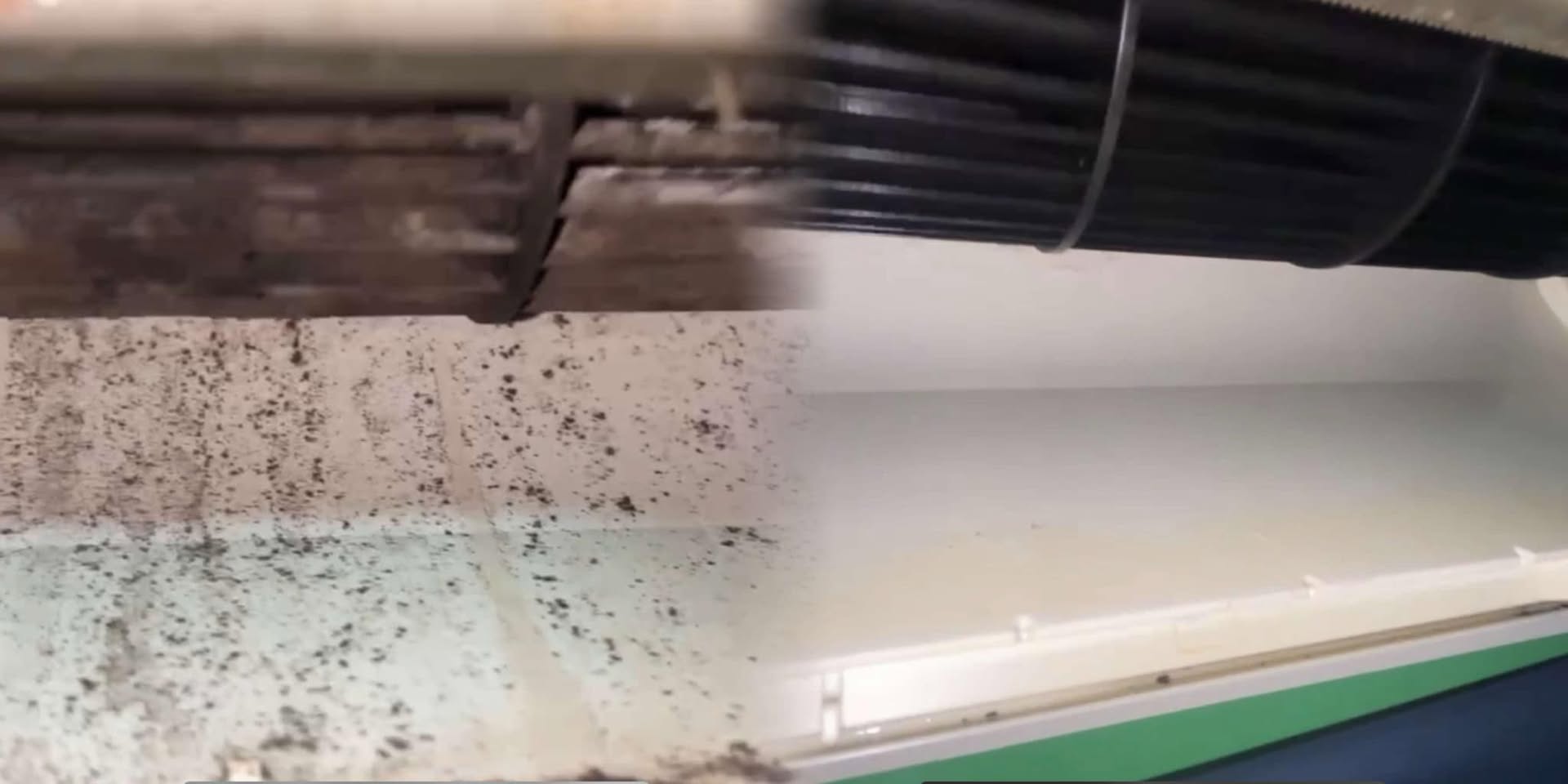 冷氣清洗前後差異與污垢排出畫面